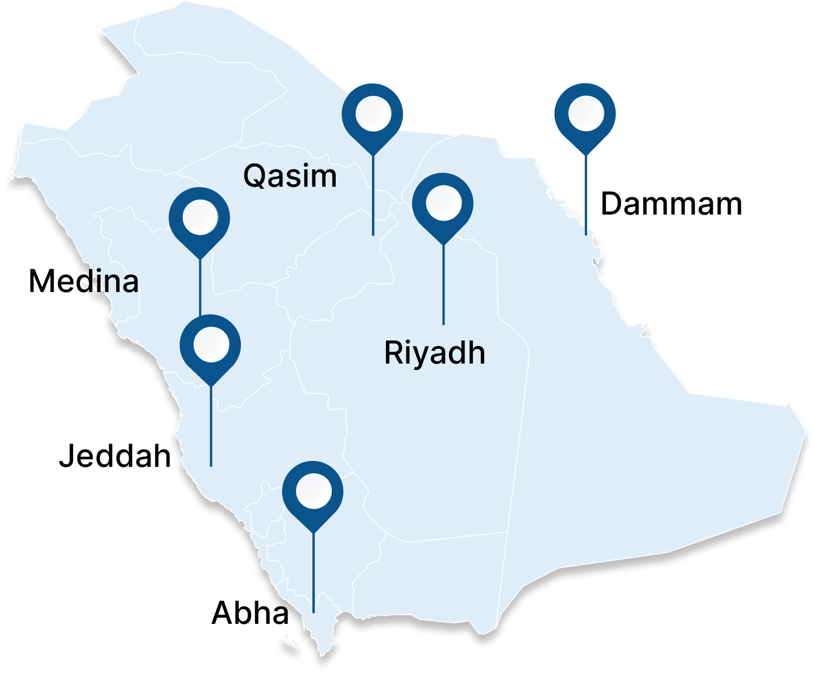 Map location of branches from KSA