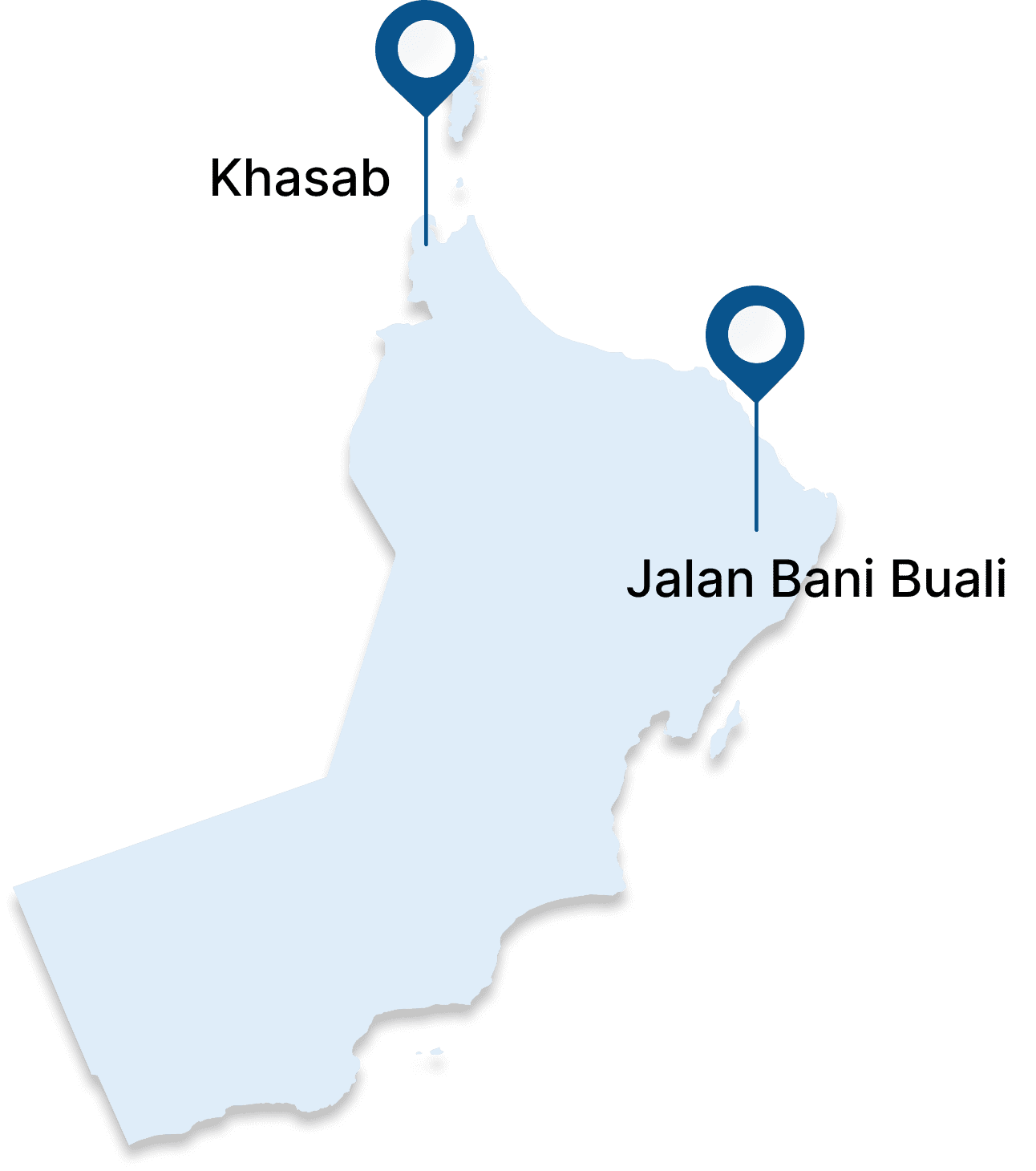 Map location of branches from Oman